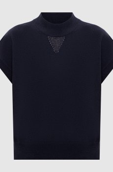 Синий топ из шерсти, шелка и кашемира