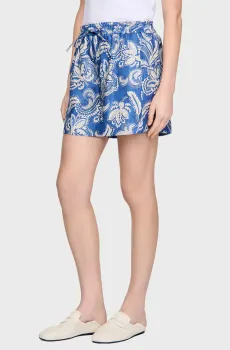 Женские синие шорты с узором Синий 36 Sandro SFPSH00635_Blue - Ecru