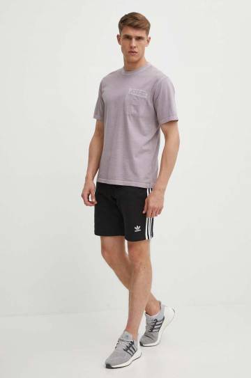 Хлопковая футболка adidas Originals мужская цвет фиолетовый однотонная IS1762 Хлопковая футболка adidas Originals мужская цвет фиолетовый однотонная IS1762