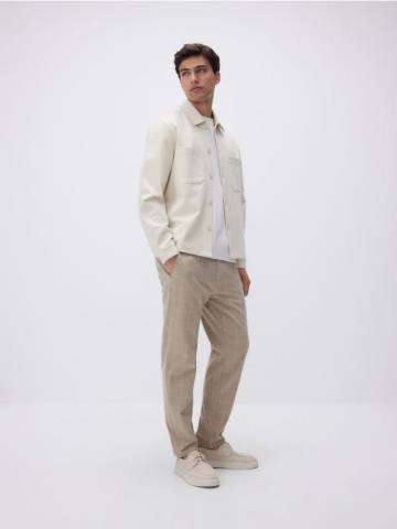 Reserved - Штани slim carrot у клітинку - бежевий - 5476L-80P Reserved - Штани slim carrot у клітинку - бежевий - 5476L-80P