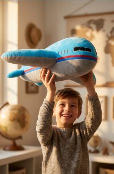 Плюшева іграшка у формі літака - синій