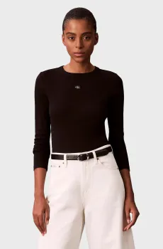Женский черный лонгслив LABEL Черный XL Calvin Klein Jeans LV047E205G