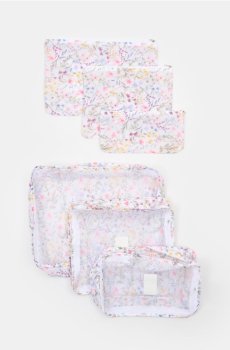 Набір органайзерів для валізи з квітковим візерунком – 6 штук - різнобарвний