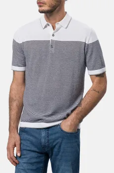 Мужское белое поло в полоску Белый XXL Pierre Cardin C5 50084.5005