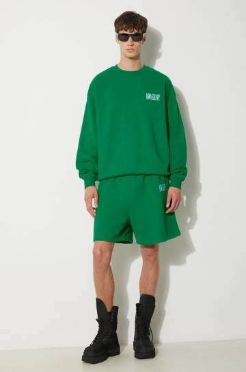 Хлопковая кофта Awake NY Awake Crewneck мужская цвет зелёный с аппликацией SP24-CN002 Хлопковая кофта Awake NY Awake Crewneck мужская цвет зелёный с аппликацией SP24-CN002