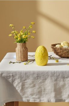 Великоднє керамічне яйце з квітковим візерунком - жовтий