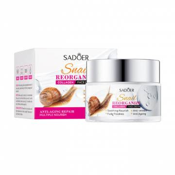 Крем для лица Sadoer Snail Reorganize Collagen Face Cream с коллагеном и экстрактом слизи улитки, 50 г Крем для лица Sadoer Snail Reorganize Collagen Face Cream с коллагеном и экстрактом слизи улитки, 50 г