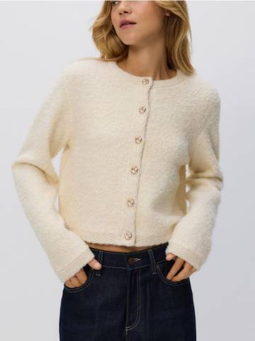 Reserved - Кардиган з декоративними ґудзиками - нюдовий - 234GV-02X