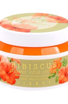 Антивозрастной крем для лица Jigott Hibiscus Flower Vital Cream с экстрактом гибискуса, 100 мл