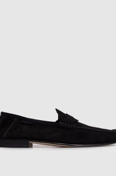 Черные замшевые лоферы с логотипом