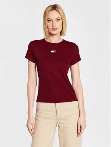 Tommy Jeans Футболка Baby Rib Center Badge DW0DW15150 Бордовий Slim Fit Tommy Jeans Футболка Baby Rib Center Badge DW0DW15150 Бордовий Slim Fit