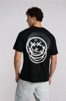 Бавовняна футболка з принтом SmileyWord - чорний