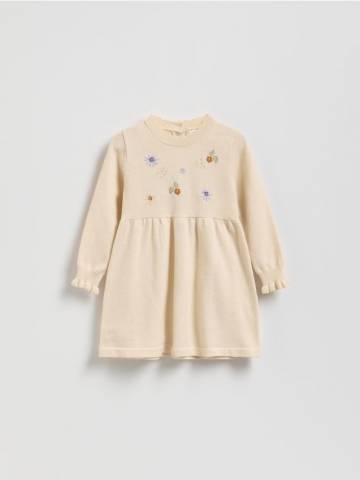 Reserved - Вязана сукня з вишивкою - кремовий - 761FH-01X Reserved - Вязана сукня з вишивкою - кремовий - 761FH-01X