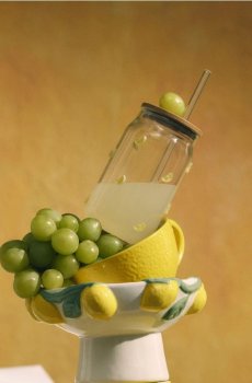 Кружка з трубочкою з лимонним мотивом - clear