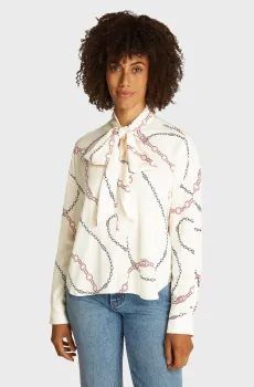 Женская белая блуза с узором FLUID Белый S Tommy Hilfiger WW0WW44684