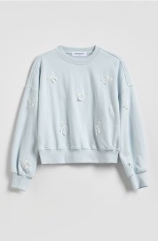 Reserved - Вільний світшот із бантиками - блідо-блакитний - 954HV-05X