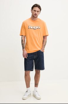 Хлопковая футболка Hugo Blue