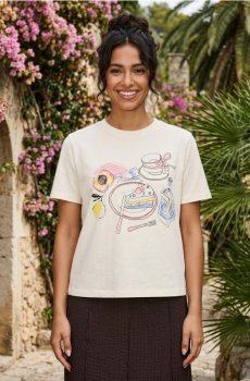 Бавовняна oversize футболка з принтом - світло-жовтий