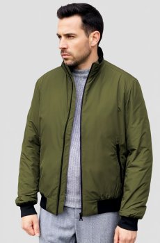 Мужская бомбер-ветровка зеленого цвета (Оливка) SB-23238-olive