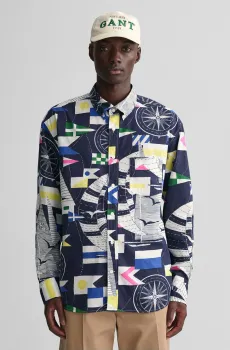 Мужская рубашка с узором REL SAILING PRINT Разноцветный L Gant 3230036