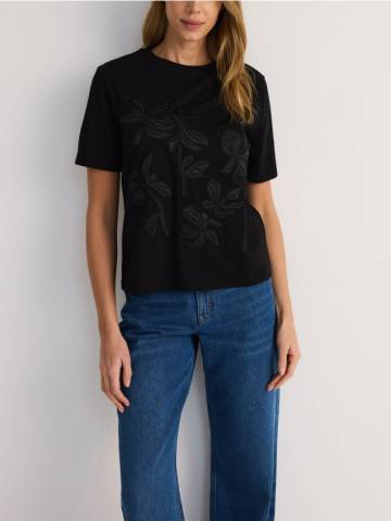 Reserved - LADIES` T-SHIRT - чорний - 838DJ-99X Reserved - LADIES` T-SHIRT - чорний - 838DJ-99X