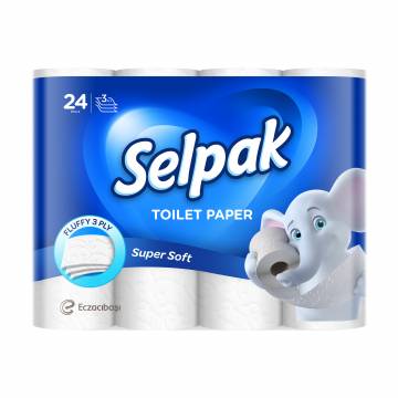 Туалетная бумага Selpak Super Soft белая, 3-слойная, 150 отрывов, 24 рулона Туалетная бумага Selpak Super Soft белая, 3-слойная, 150 отрывов, 24 рулона