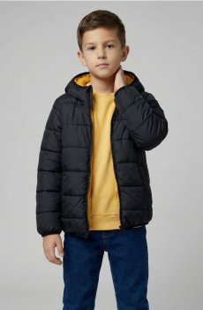 Квітована куртка puffer з капюшоном - чорний