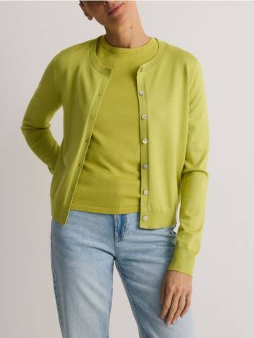 Reserved - Кардиган з віскози - жовто-зелений - 055EZ-71X