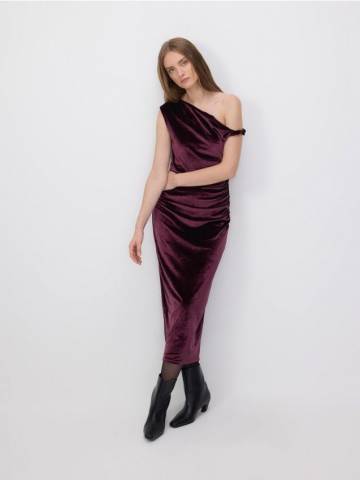 Reserved - Велюрова мідісукня - буряковий - ZU697-83X Reserved - Велюрова мідісукня - буряковий - ZU697-83X