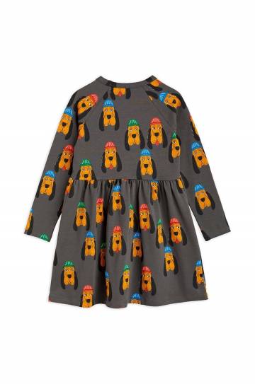 Хлопковое детское платье Mini Rodini цвет серый mini расклешённая Хлопковое детское платье Mini Rodini цвет серый mini расклешённая