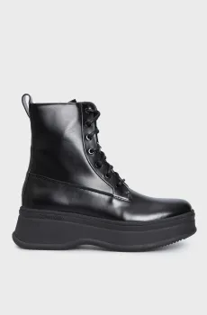 Женские черные кожаные ботинки PITCHED COMBAT BOOT Черный 37 Calvin Klein HW0HW01599