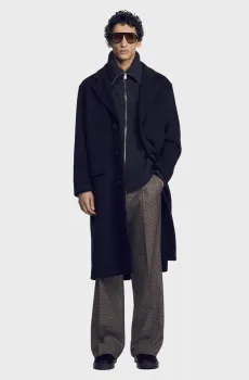 Мужское черное шерстяное пальто Черный M Sandro SHPMA00443_Black