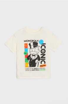 Бавовняна футболка з принтом Monopoly - кремовий