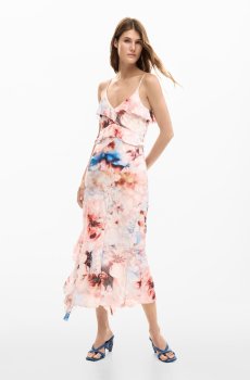 Desigual Printed A-Line Midi Dress