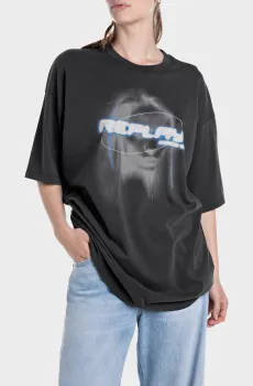 Женская черная футболка Черный L Replay W3306H.000.22658M