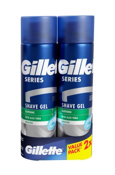 Гель для бритья Gillette Series для чувствительной кожи, с алоэ вера, 2*200 мл
