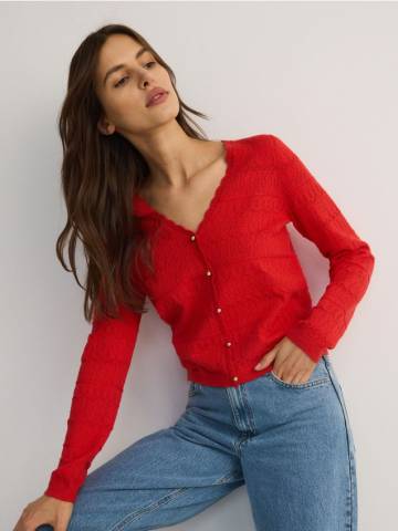 Reserved - LADIES` SWEATER - червоний - 320DV-33X Reserved - LADIES` SWEATER - червоний - 320DV-33X