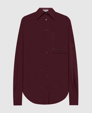 Бордовая рубашка с цепочкой мониль