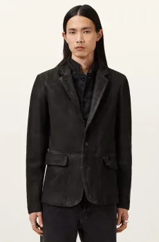 Мужской темно-серый кожаный вощеный пиджак SURVEY Серый M AllSaints M061LB