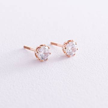 Золотые серьги-гвоздики с фианитами с05185 Золотые серьги-гвоздики с фианитами с05185