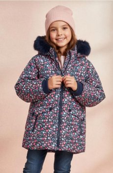 Утеплена куртка з капюшоном - темно-синій