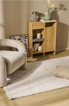 Килим з хутра - кремовий