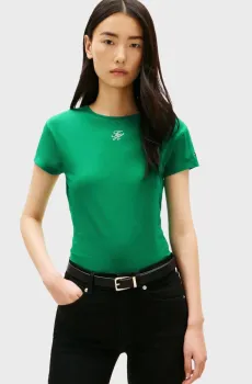 Женская зеленая футболка SCRIPT SLIM Зеленый S Tommy Hilfiger WW0WW48710