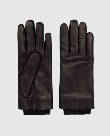 Черные кожаные перчатки с тиснением монограммы