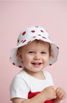 Бавовняний bucket hat з мотивом полуниць - білий