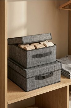 Складані коробки для зберігання з ручками 2 pack - темно-сірий