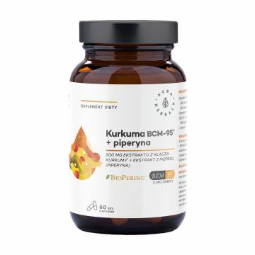 Комплекс куркумы + пиперин Aura Herbals Kurkuma 500 мг BCM-95+piperyna, 60 капсул