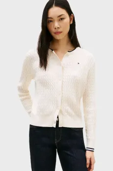 Женский белый кардиган CABLE FINE Белый M Tommy Hilfiger WW0WW43329