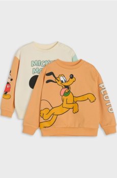 Бавовняні світшоти з принтом 2 pack Mickey Mouse - кремовий