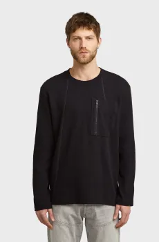 Мужской черный лонгслив Tweeter a line pkt r t l/s Черный XL G-Star RAW D26827,E164